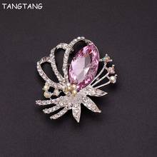 Tangtang broche de cristal grande, broche brilhante para mulheres, pino de joia de strass, cachecol pino brilhante, clipe rosa quente, moda bijuterias 2024 - compre barato