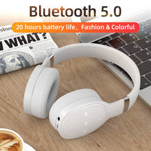 Fone de ouvido sem fio bluetooth 5.0, estéreo, alta fidelidade, microfone, colorido, para pc ou smartphone 2024 - compre barato