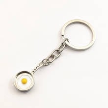 1 pcs of Antique Silver Cute Pans Fried eggs Charms Pendants Keychain Frying pan keychain 2024 - buy cheap