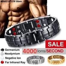 Pulsera magnética de turmalina para hombre y mujer, brazalete de acero inoxidable para el cuidado de la salud, producto adelgazante, 1 ud. 2024 - compra barato