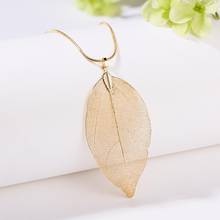 2020 Natural Gold Foil Specimen Women's Long Necklaces Leaf Fashion Wild Chain Necklace for Women Wholesale Valentine's Day Gift 2024 - buy cheap