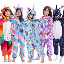Kigurumi-Pijama de Unicornio para niños y niñas, ropa de dormir de franela con dibujos animados de dinosaurios, de invierno 2024 - compra barato