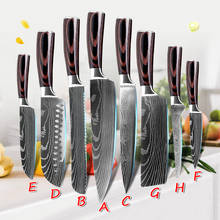 8pcs Kitchen Chef Knives Set Japanese Hand Forged High Carbon Stainless Steel Damascus Laser Pattern Slicing Kitchen Knife 2024 - buy cheap