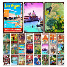 Las Vegas City Metal Signs Man and Woman World Travel Scenery Tin Plaques Modern Home Decoration Wall Art Vintage Iron Painting 2024 - buy cheap