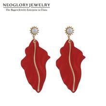 Neoglory-pendientes de esmalte antialérgico para mujer, aretes colgantes de perlas de forma Irregular, geométricos, accesorio para la oreja, regalo 2024 - compra barato