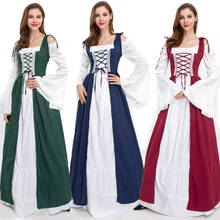 Halloween Women European Medieval Court Fancy Vampire Cosplay Costume Carnival Vintage Strapless Long Sleeve Queen Long Dress 2024 - buy cheap