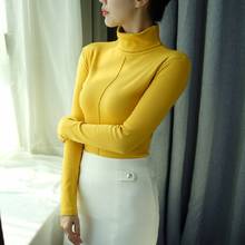 Suéter feminino gola alta, pulôver feminino algodão manga comprida pulôver 8 cores outono inverno 2019 2024 - compre barato