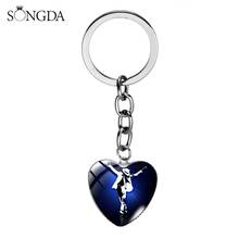 Retro Dancing Star Commemorative Keychain Exquisite Glass Dome Heart Pendant Trendy Bag Car Key Chain Ring Holder Gift 2024 - buy cheap