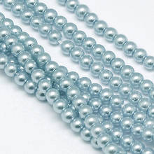 Cuentas redondas de perlas de vidrio teñidas con el medio ambiente, 10 hebras de 8mm, cordón de algodón roscado para joyería DIY, collares, fabricación de pulseras 2024 - compra barato