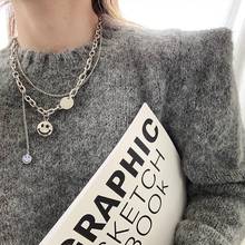 Sweater Chain Necklace Fashion Pendant Necklace Smiley Face Jewelry Stainless Steel  Layered Necklace 2024 - buy cheap