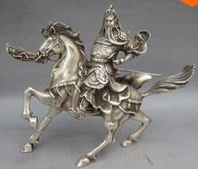 2014 tempo limitado nova china antiguidade chinesa colecionável branco e velho cobre artesanal tibetano prata guerreiro deus guan yu estátua 2024 - compre barato