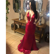 2020 Sexy Mermaid Evening Dresses Deep V Neck Criss Cross Straps Backless Sweep Train Simple Long Formal Prom Party Gowns 2024 - buy cheap