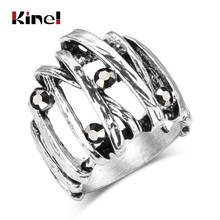 Wbmqda 2020 New Vintage Jewelry Wholesale Punk Ring For Women Tibetan silver Crystal Rings Bridal Engagement Jewelry 2024 - buy cheap