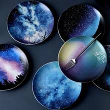 Star universe plate set high quality ceramic tableware dessert steak bread dinner plate set dishes kitchen decoration 8 inch WF 2024 - buy cheap