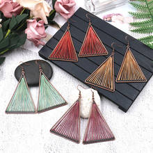 vintage Colorful triangle Earrings geometric Long Tassel Earrings For Women серьги длинные Pendant Gold Jewelry pendientes mujer 2024 - buy cheap