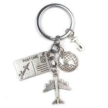 New (A-Z) Letter Personality Custom Postcard Airplane Keychain Earth Pendant Travel Key Chain Friendship Jewelry Gift Keyring 2024 - buy cheap