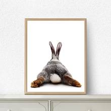 Настенная картина в виде кролика, стены для детской комнаты, постеры на холсте в скандинавском стиле, принты в виде кролика, забавные настенные картины с кроликом и хвостом, декор для детской комнаты 2024 - купить недорого