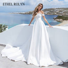 Ethy ROLYN-vestido de novia de corte en A, traje de novia con cuentas delicadas, Apliques de encaje, hombros descubiertos, satén, sin tirantes, para playa, 2021 2024 - compra barato