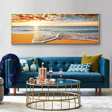 Natural Gold Beach Sunset Wave Seascape Posters and Prints Canvas Painting  Scandinavian Wall Art Picture for Living Room 2024 - buy cheap