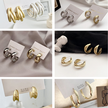 Ouro grande argola brincos geometria coreana metal brincos de ouro para feminino retro brincos de gota 2021 tendência moda jóias 2024 - compre barato