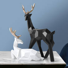Resin Deer Statue Reindeer Figurines Home Decor Statues Abstract Figure Deers Sculpture Beelden Home Decoration 2024 - buy cheap