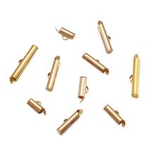 100pcs/set 10/13/16/20/25mm Golden Brass Slide On End Clasp Tube Sliders End Caps Connector Clasps Buckles for Beadwork Cylinder 2024 - buy cheap