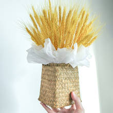 Ramo de flores blancas y amarillas de trigo seco preservado Natural inmortal, cesta de arreglo Floral, decoración de negocios para el hogar y boda 2024 - compra barato