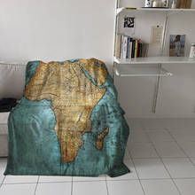 Одеяло в стиле ретро с картой Африки, портативное мягкое Фланелевое покрывало для пикника и путешествий, кровати 2024 - купить недорого