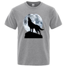 Мужская хлопковая футболка с коротким рукавом Moon Wolf, Повседневная футболка с коротким рукавом в стиле Харадзюку, лето 2019 2024 - купить недорого