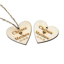 50Pcs Personalized Engraved Love Heart Wedding Tags Wooden Baptism Tag Sculpture Favor Party Decor Gifts Baby Shower Wood Gift 2024 - buy cheap