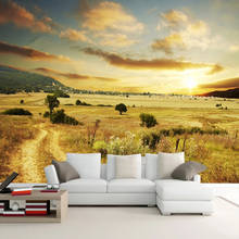 Papel de parede 3d personalizado., adesivo autoadesivo moderno de outono, grama, sol, paisagem, pintura a óleo, fresco, sala de estar. 2024 - compre barato