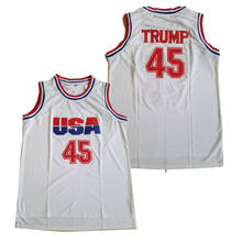 Camisa bg trump basquete eua 45, camisa bordada, costura, roupa esportiva ao ar livre, hip-hop, filme branco 2020, verão 2024 - compre barato