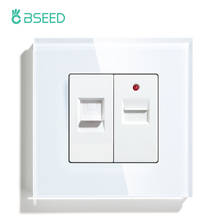 BSEED CAT5 Internet Wall Power Sockets 1100MA 5V USB Wall Socket Outlets Tempered Glass Panel White Black Gold 2024 - buy cheap