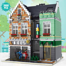 New Ideas Expert Europe Style Architecture Building Block Street View Bike Shop Bricks Toys Birthday Gift For Adult 2024 - buy cheap
