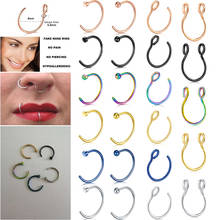 20G  U Shaped Fake Nose Ring Hoop Septum Rings Stainless Steel Nose Piercing Fake Piercing Oreja Pircing Jewelry 2024 - buy cheap
