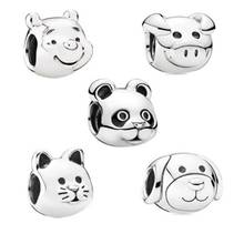 925 Sterling Silver Animal Beads Charms Cat Dog Pig Bear pandora Charm Fit Original Bracelet For Women DIY Jewelry 2024 - buy cheap