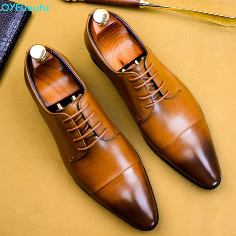 QYFCIOUFU Модные Мужские модельные туфли в деловом стиле из натуральной кожи с острым носком для мужчин Роскошные Дизайнерские Туфли-оксфорды на плоской подошве США 11,5 2022 - купить недорого