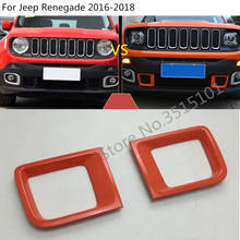 For Jeep Renegade 2016 2017 2018 2019 2020 Car ABS Chrome License Plate Trim Racing Grid Grill Grille Hoods Panel Frame 2pcs 2024 - buy cheap