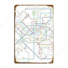 Seoul Metro Map Metal Signs Plaques create Wall pub pub Garage Tin sign Posters 2024 - buy cheap