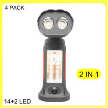 Venta al por mayor, paquete de 4, 2 en 1, multifuncional, 14 + 2 LED, luz de trabajo, LED destello de luz, imán, coche, carretera, garaje de emergencia 2024 - compra barato