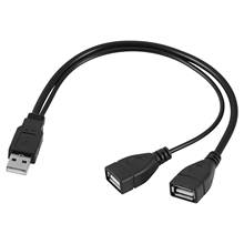 USB 2.0 A 1 male to 2 Dual USB Female Data Hub Power Adapter Y Splitter USB Charging Power Cable OTG Cables Extension Cable 2024 - купить недорого