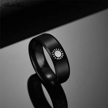 DarkMag Hot Sale 8MM Wide Stainless Steel Black Color Signet Ring For Women Engraved Sun Symbol Men Ring Drop Shipping 2024 - buy cheap