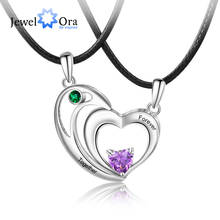 JewelOra персонализированные пары комплект ожерелья с подвеской в форме сердца на заказ Камень рождения гравюра имя ожерелья для женщин Подарок на годовщину 2024 - купить недорого