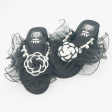 HAHAFLOWER summer shoes women Women Transparent lace flower  Thick Bottom Sandals Slipper Flatform Shoes Diamonds heels 2024 - buy cheap