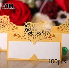 D. 100pcs/lot Laser Cut Wedding Favors Decor Hollow Love Heart Paper Vine Seat Card Name Place Cards Invitations Table Cards 2024 - buy cheap