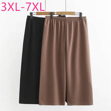 New 2021 ladies summer plus size capri pants for women large loose casual elastic short pants khaki black 4XL 5XL 6XL 7XL 2024 - buy cheap