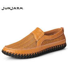 JUNJARM Hot Sale New Summer Sandals Leisure Beach Men Shoes Breathable Mesh Soft Shoes Men Handmade Men's Loafers Size 38-48 2024 - buy cheap