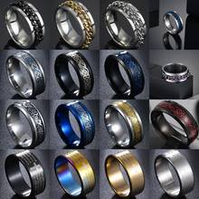 Men's ring, jewelry chain ring, blue black gold dragon inlay, comfortable fit, stainless steel ring, men's wedding ring, 8mm 2024 - buy cheap