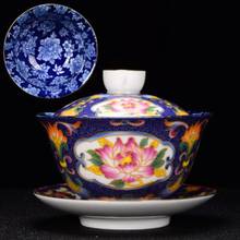 150ml Jingdezhen Gaiwan Ceramic Porcelain Flower Bird Pattern Art Tea Bowl with Saucer Lid Kit Master Tea Tureen Drinkware Gift 2024 - buy cheap
