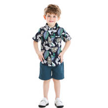 BINIDUCKLING Toddler Boy Clothing Set Printed Bowknot Short Sleeve Shirt+Shorts 2020 Summer Kids Children Fashion Clothes Suit 2024 - buy cheap